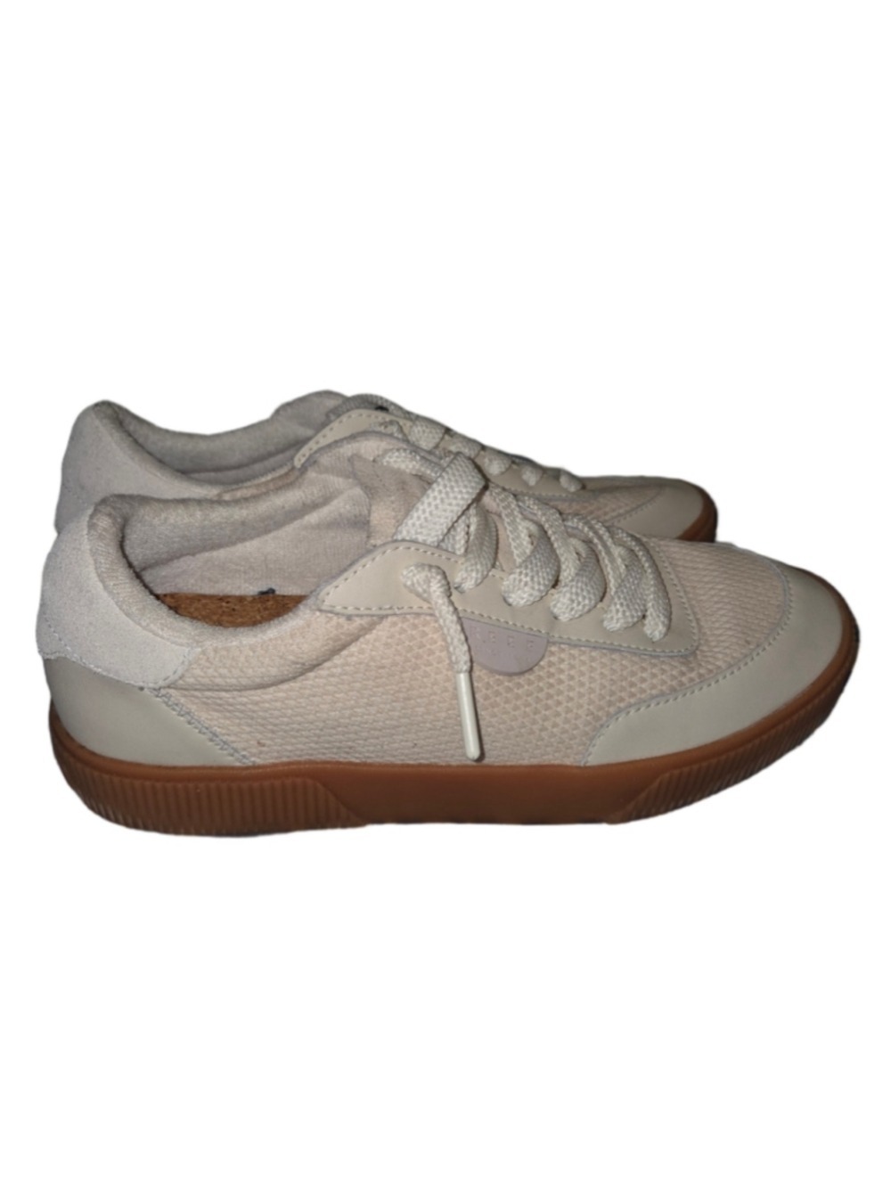 Reef Lay Day Seas Sneakers Women's Size 8 Beige Off White Leather Suede Lace Up - Picture 4 of 9